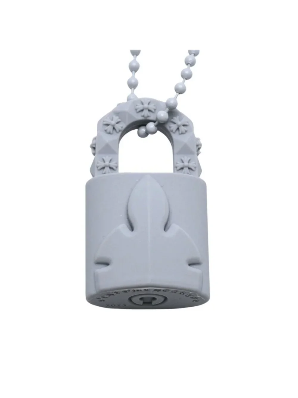Chrome Hearts Padlock Flerknee Silicone Rubber Necklace Gray Ball Chain
